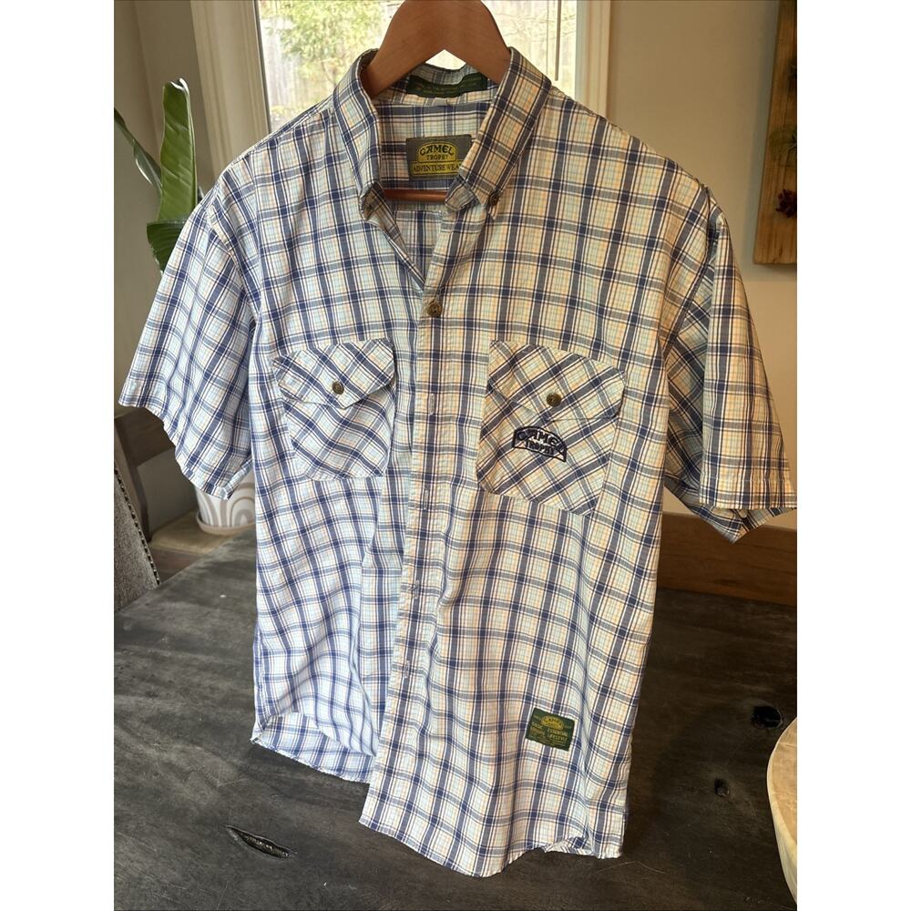 Short Sleeve Plaid Vintage Rare Camel Trophy Shirt Country Adventure Men's L